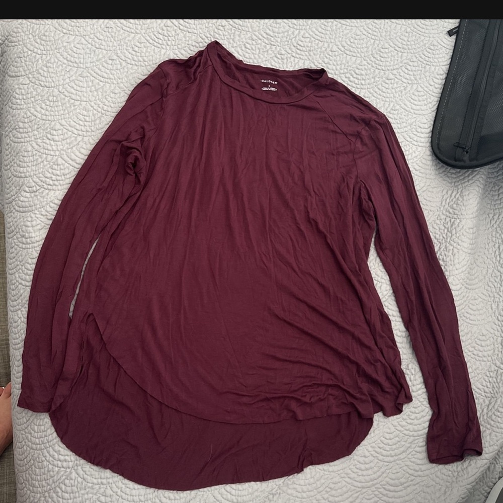 Halogen Rich Burgundy Long Sleeve Tee